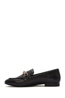 Women's Black Buckle Leather Loafer | Derimod