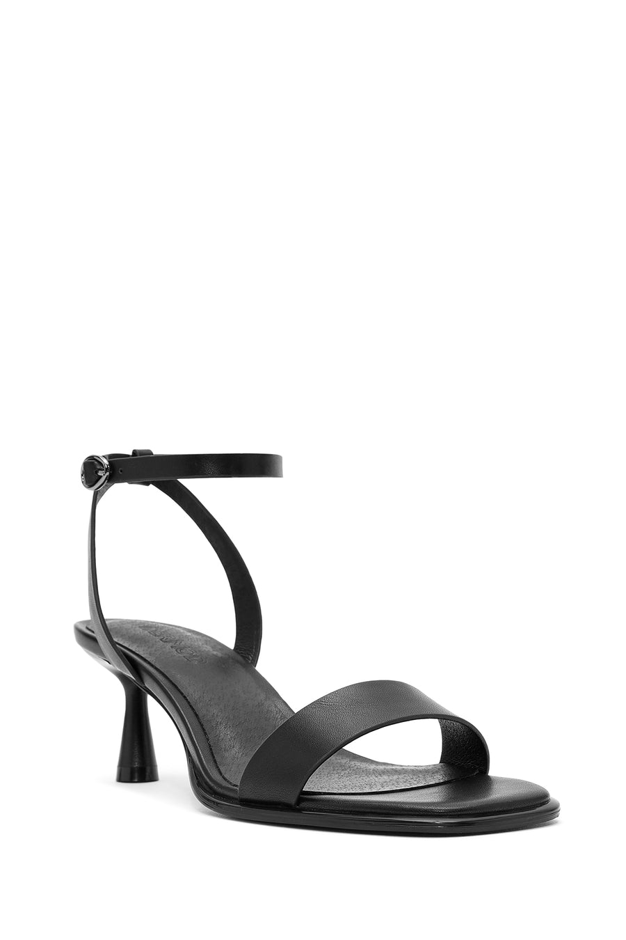 Women's Black Ankle Strap Heeled Sandals