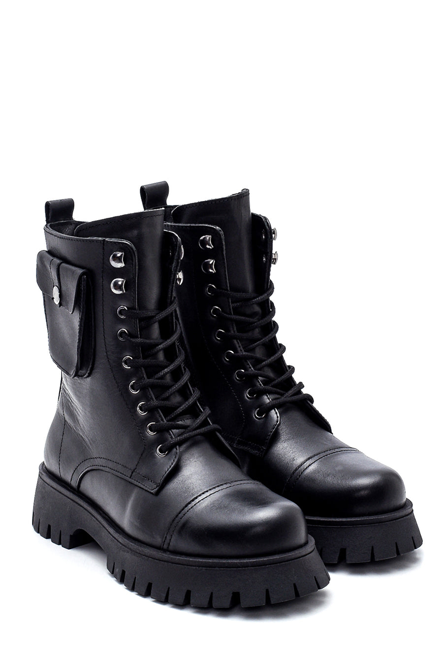 Women's Leather Pocket Detailed Boots