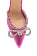 Women's Pink Leather Stone Heeled Slippers | Derimod