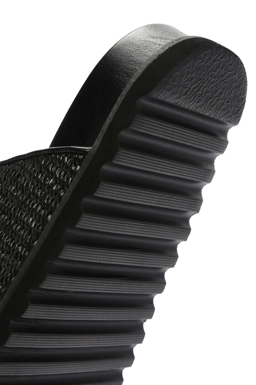 Women's Black Straw Stone Slippers