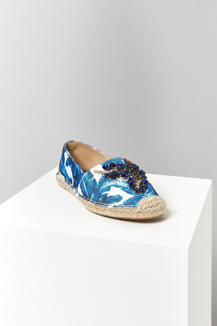 Embroidered Blue Women's Espadrilles 18SFD20746F | Derimod