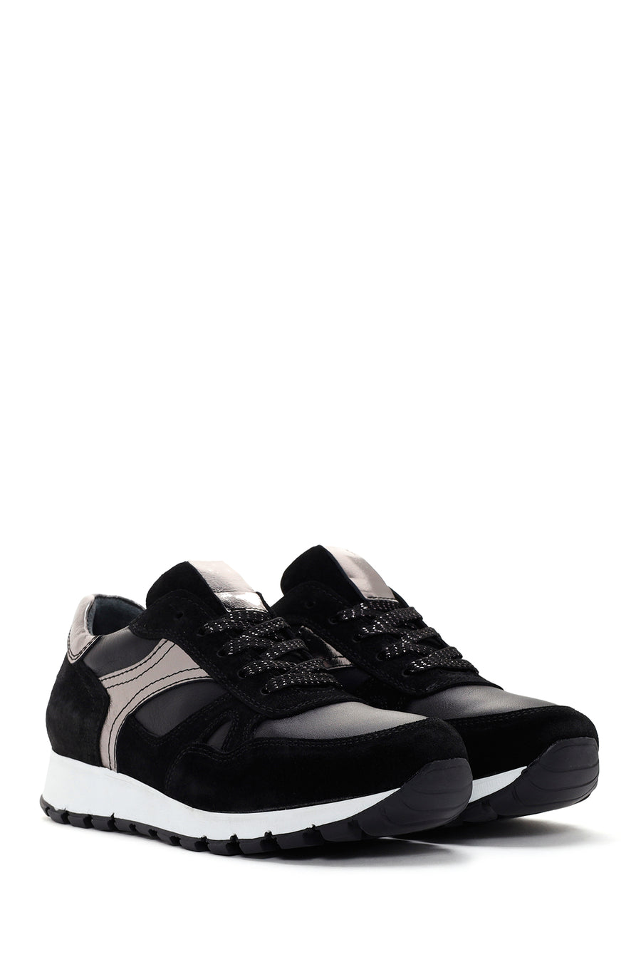 Women's Black Suede Leather Detailed Sneaker