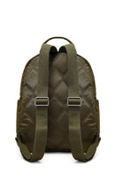 Women's Khaki Quilted Backpack with Accessories | Derimod