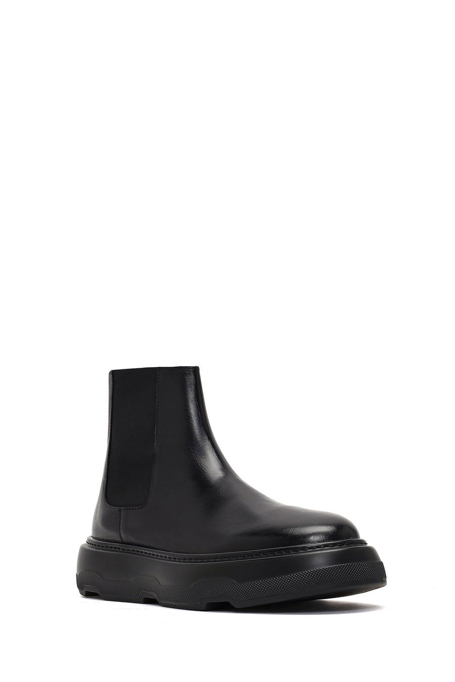 Men's Black Thick-Soled Leather Chelsea Boot