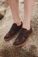 Kadın Kahverengi Bağcıklı Süet Deri Sneaker | Derimod
