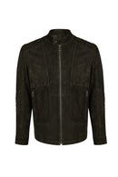 Lorenzo Male Gray Stand Collar Suede Leather Jacket | Derimod