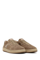 Woman Beige Lace-Up Suede Leather Sneaker | Derimod