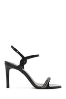 Women's Black Ankle Buckle Stone High Thin Heel Sandals | Derimod