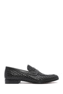 Men's Black Braided Leather Classic Loafer | Derimod