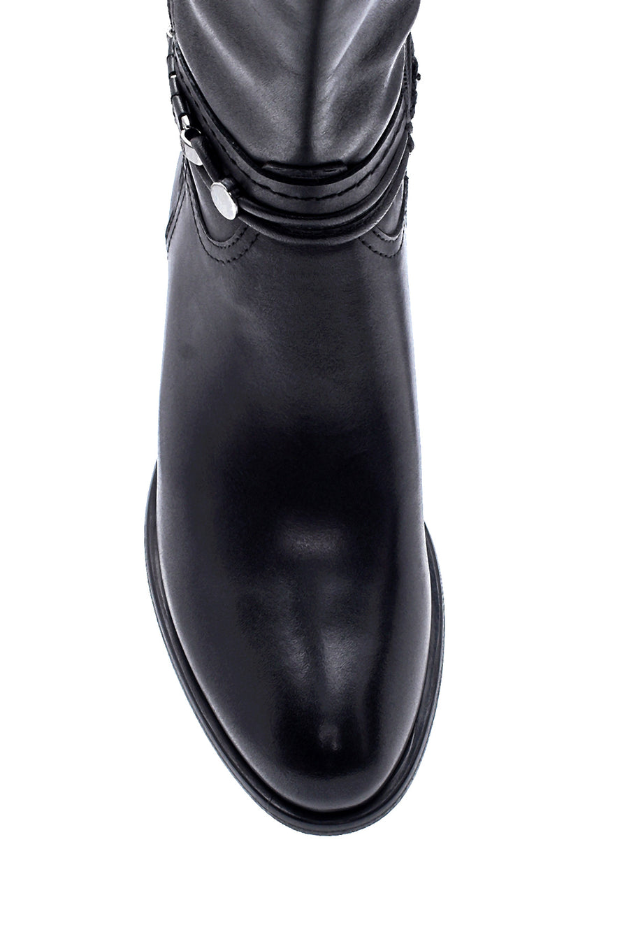 Women's Leather Buckle Detailed Boots