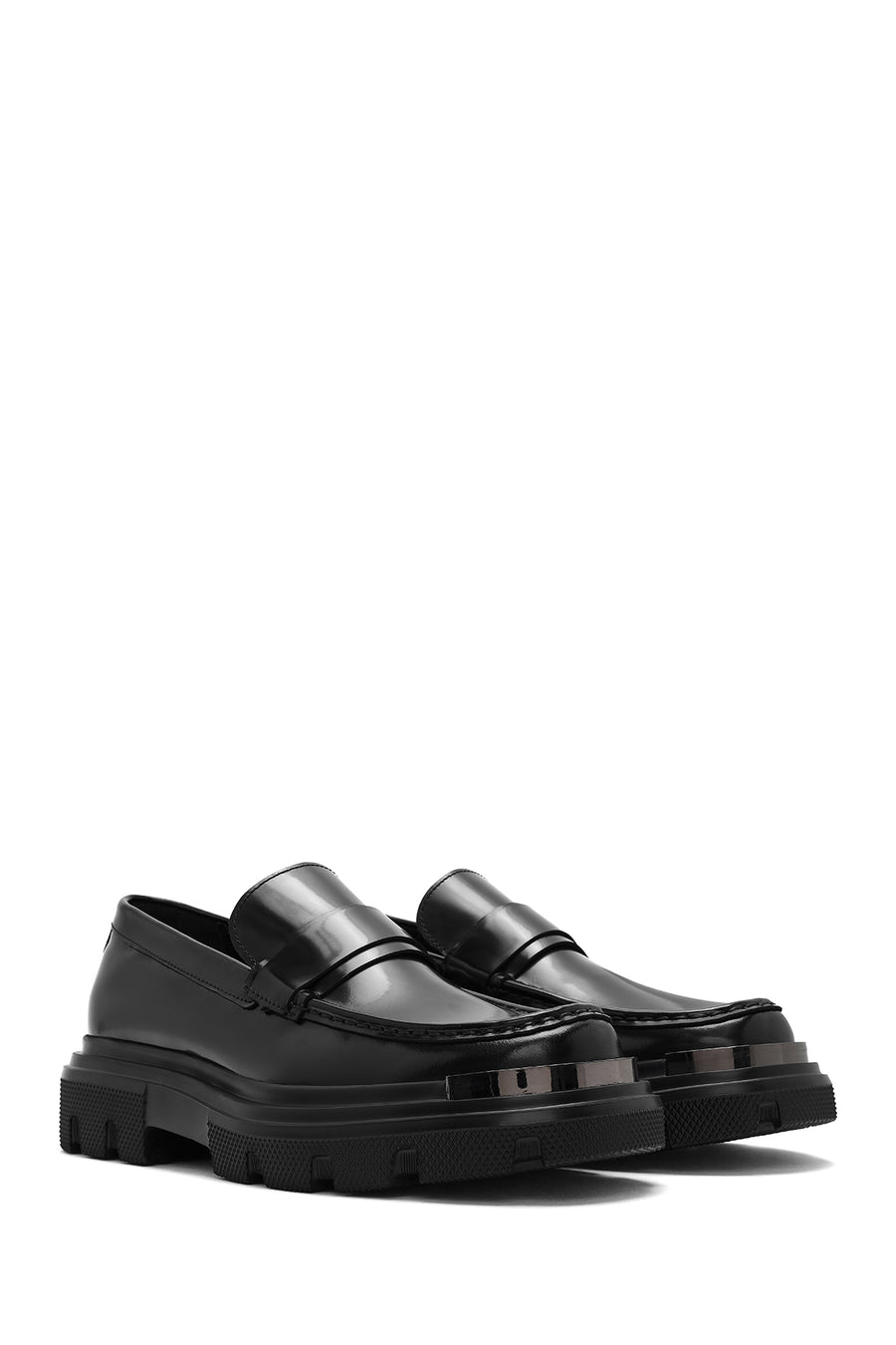 
Men's Black Thick Sole Leather Loafer
