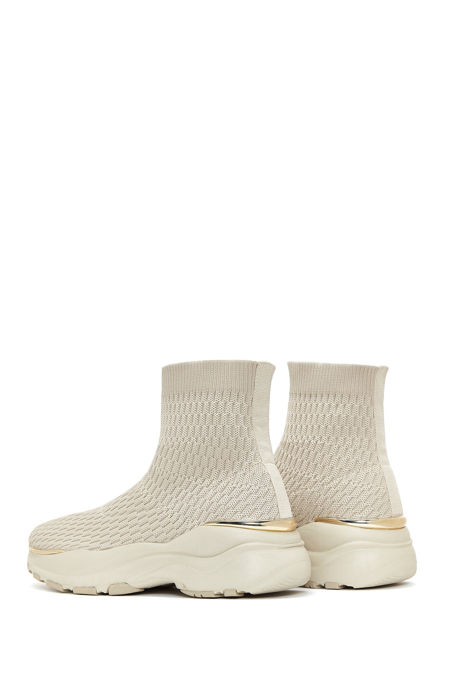 Kadın Bej Kalın Tabanlı Bilekli Sneaker