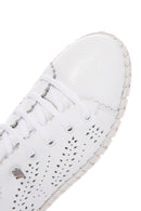 Woman White Laced Patterned Leather Comfort Shoes | Derimod