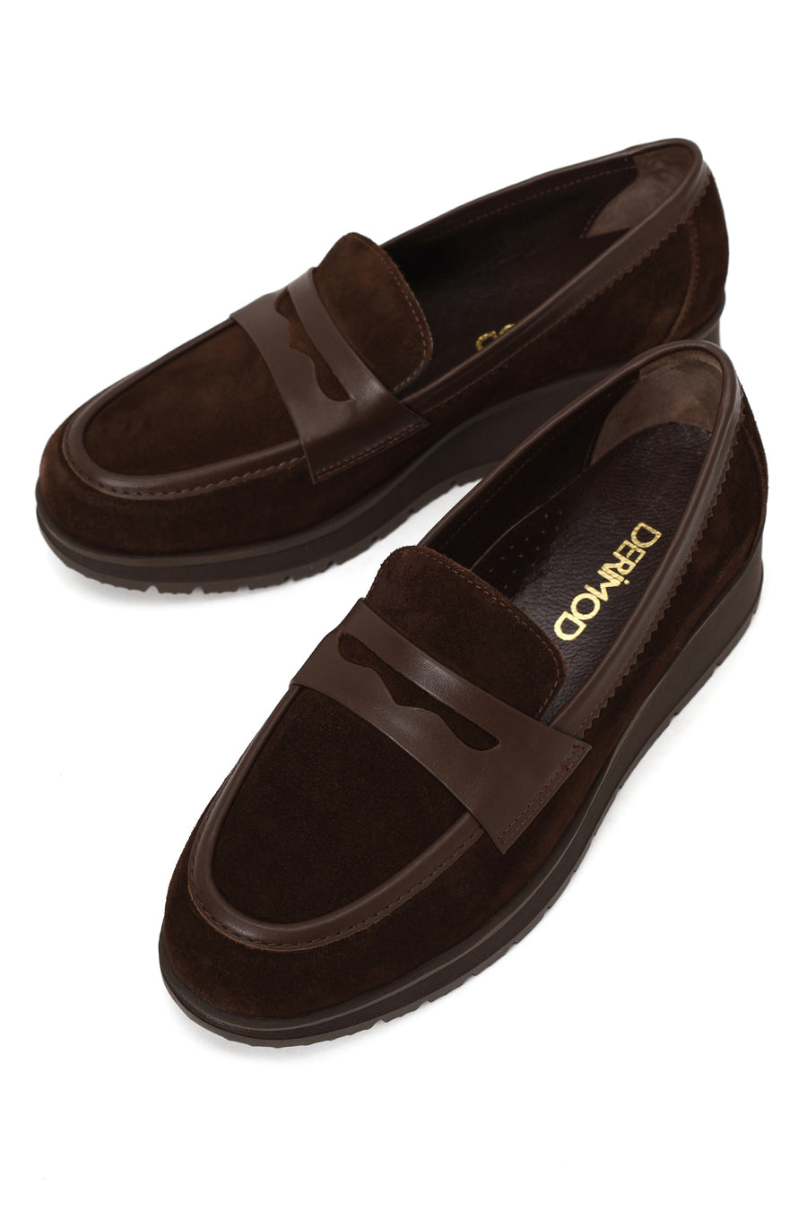 Woman Brown Wedge Heel Suede Comfort Loafer