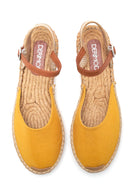 Women's Yellow Straw Sole Espadrille Sandals | Derimod