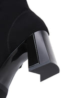 Women's Black Suede Leather Heeled Boots | Derimod