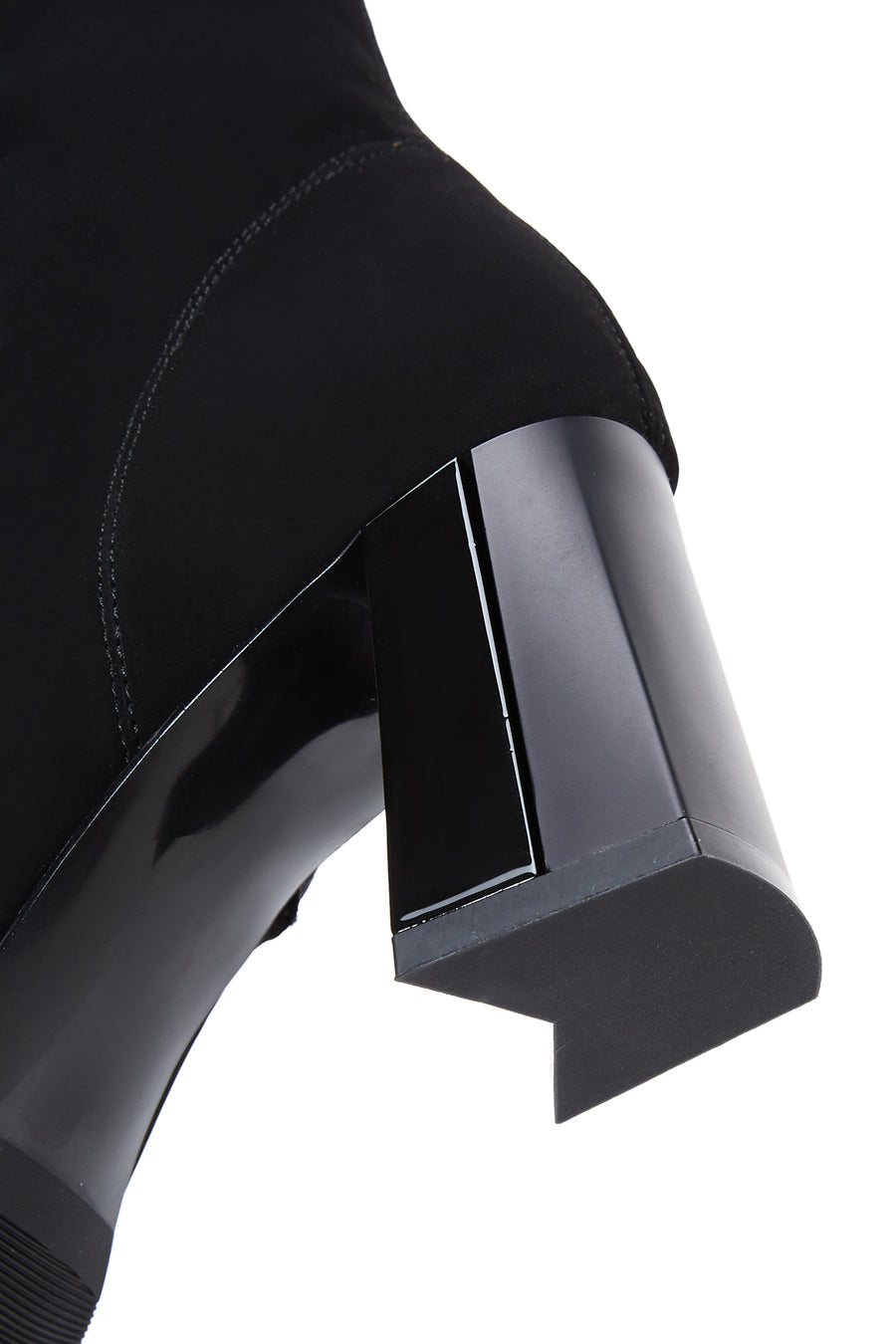 Women's Black Suede Leather Heeled Boots