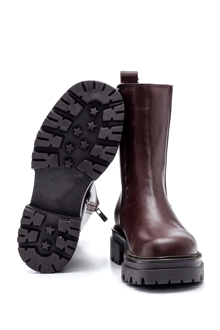 Women's Leather Zippered Long Boots