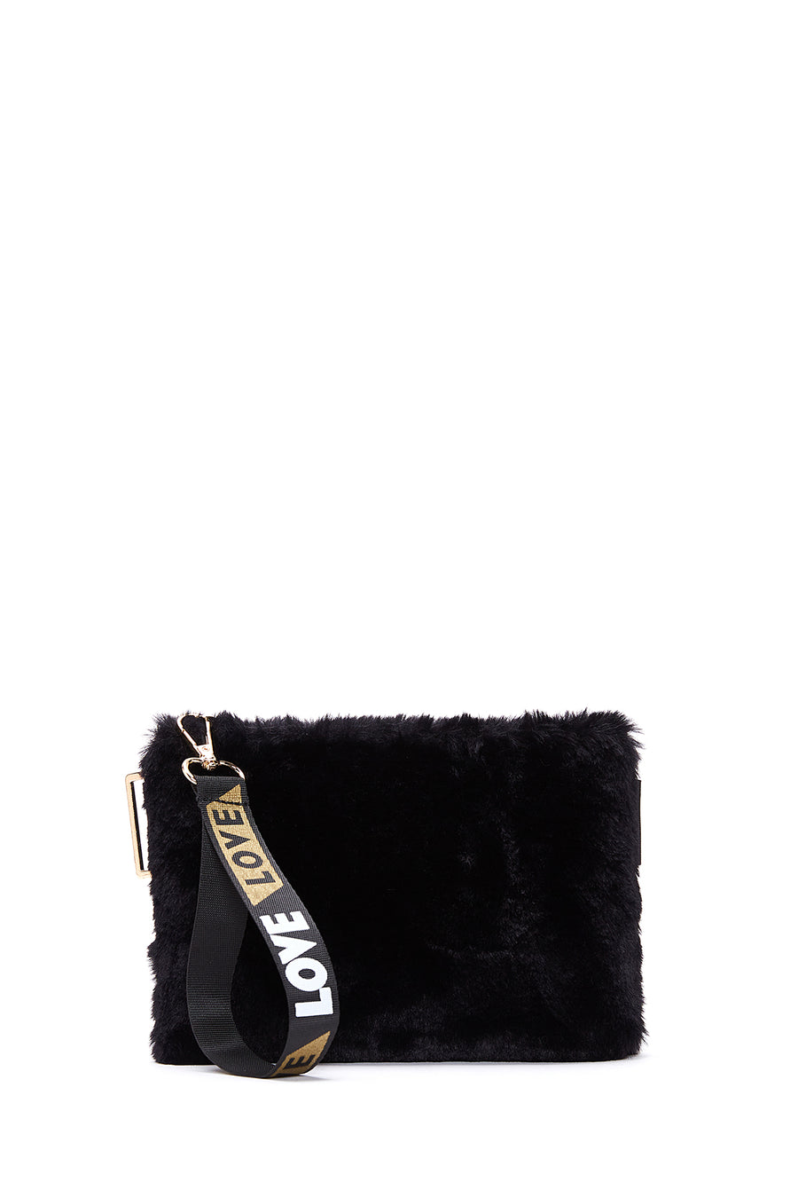 Women's Black Plush Portfolio Bag