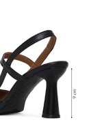 Woman Black Backless Heeled Leather Shoe | Derimod