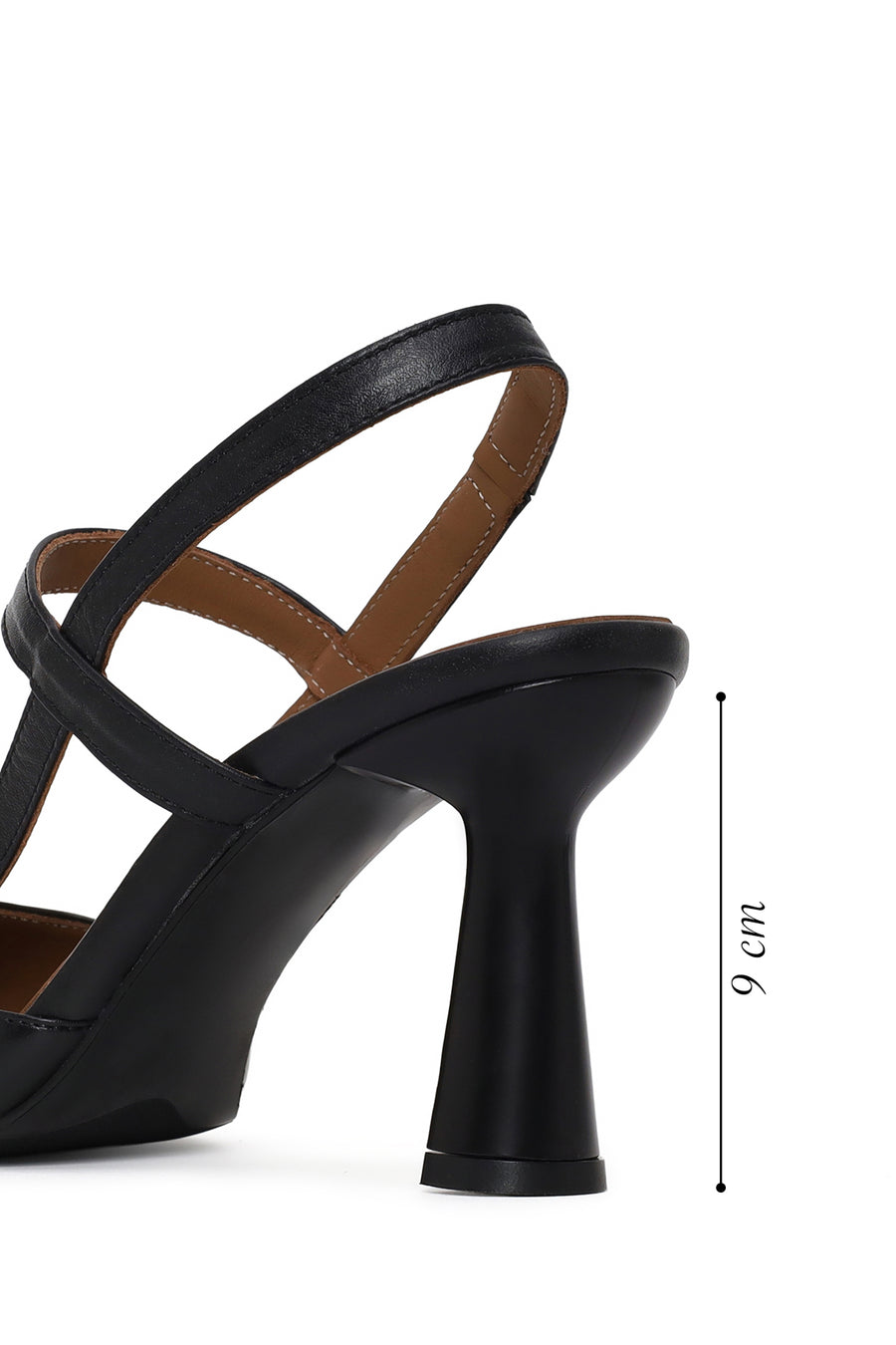 Woman Black Backless Heeled Leather Shoe