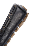 Men's Navy Blue Leather Comfort Loafer | Derimod