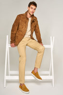 Perforated Tan Men's Leather Loafer | Derimod