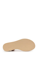 Woman Tan Strappy Wedge Heel Leather Sandal | Derimod