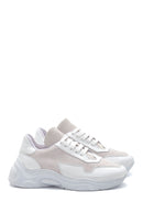 Women's White Leather High Sole Sneaker | Derimod