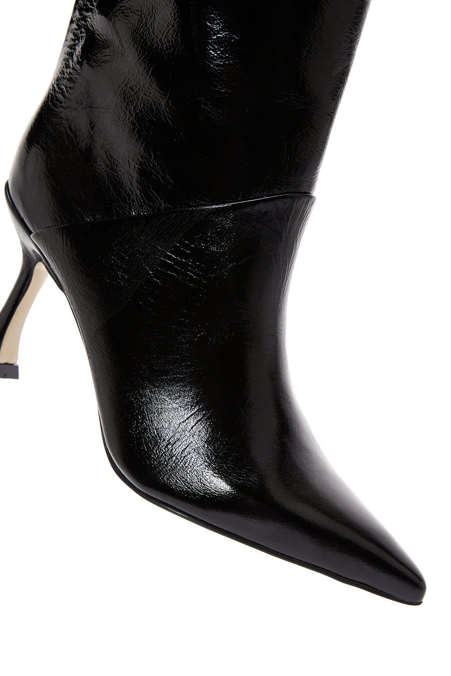 Women's Black Leather Patent Leather Thin Heeled Boots