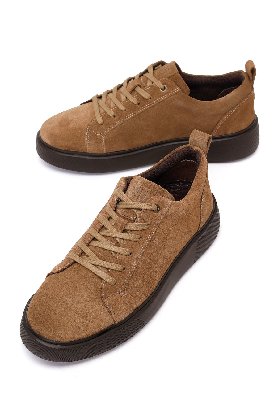 Erkek Kahverengi Bağcıklı Kalın Tabanlı Süet Deri Sneaker