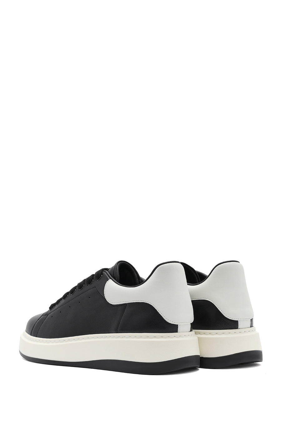 Men's Black Lace-up Leather Sneaker