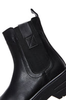 Women's Black Thick Soled Chelsea Leather Flat Boots | Derimod