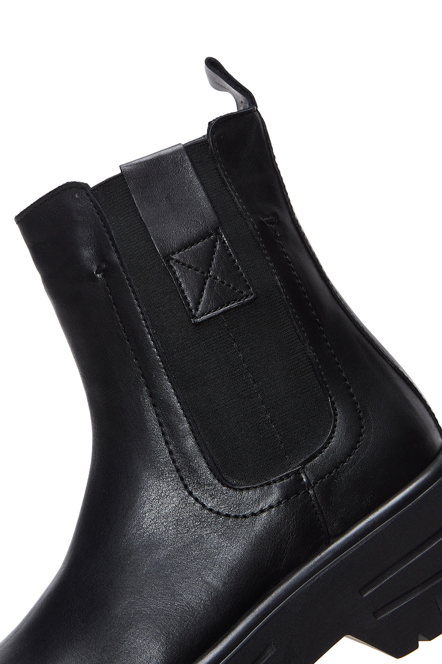 Women's Black Thick Soled Chelsea Leather Flat Boots