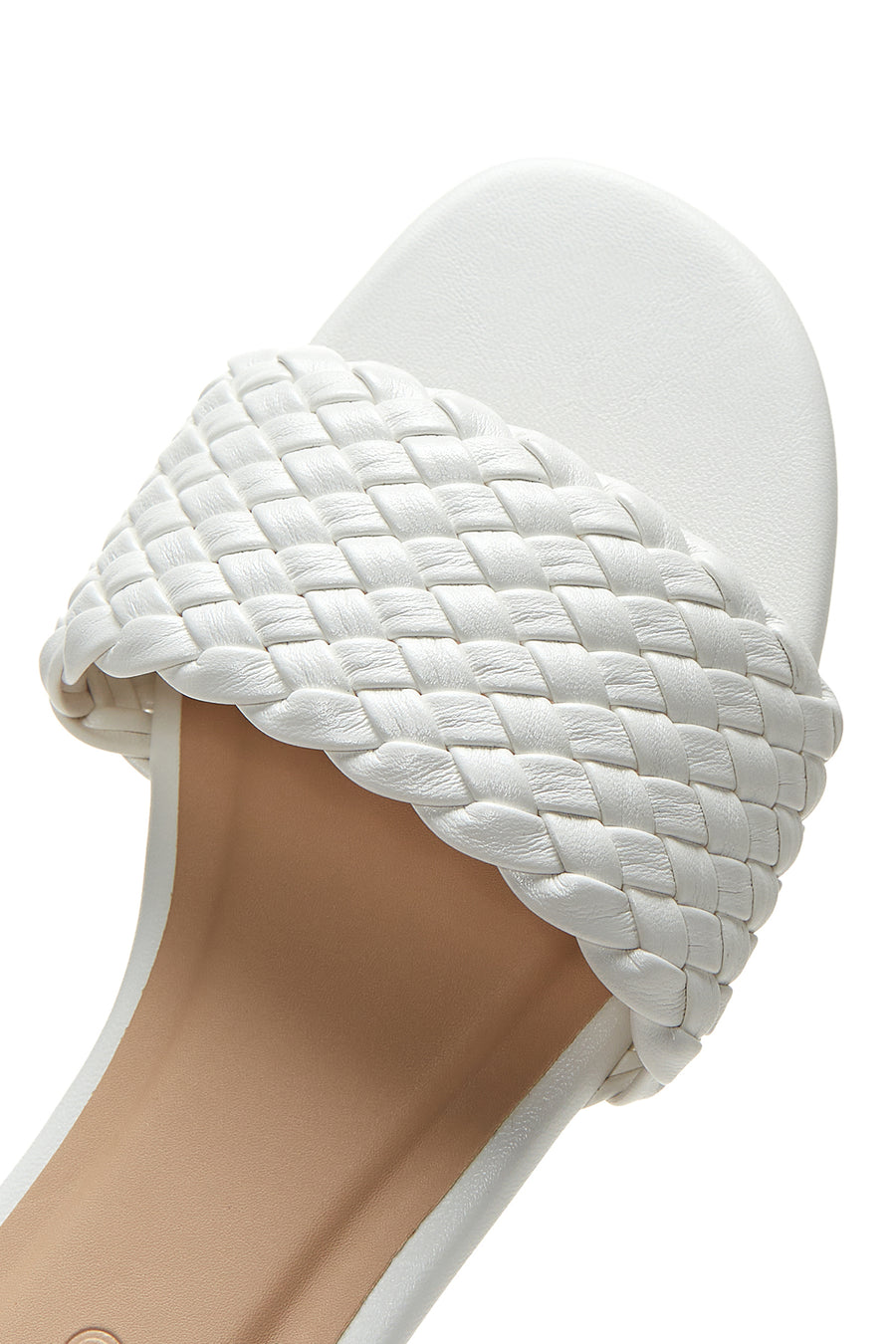 Women's White Braided Flat Slippers