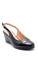 Women's Patent Leather Detailed Wedge Heeled Sandals | Derimod