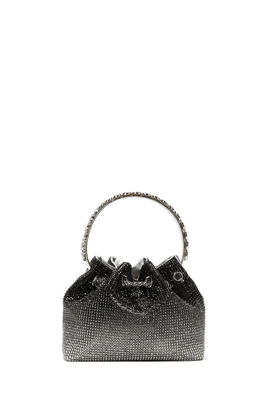 Women's Black Long Chain Strap Stone Mini Evening Handbag