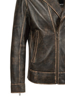 Carter Men's Brown Biker Leather Coat | Derimod