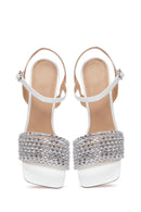 Women's White Stone Heeled Sandals | Derimod