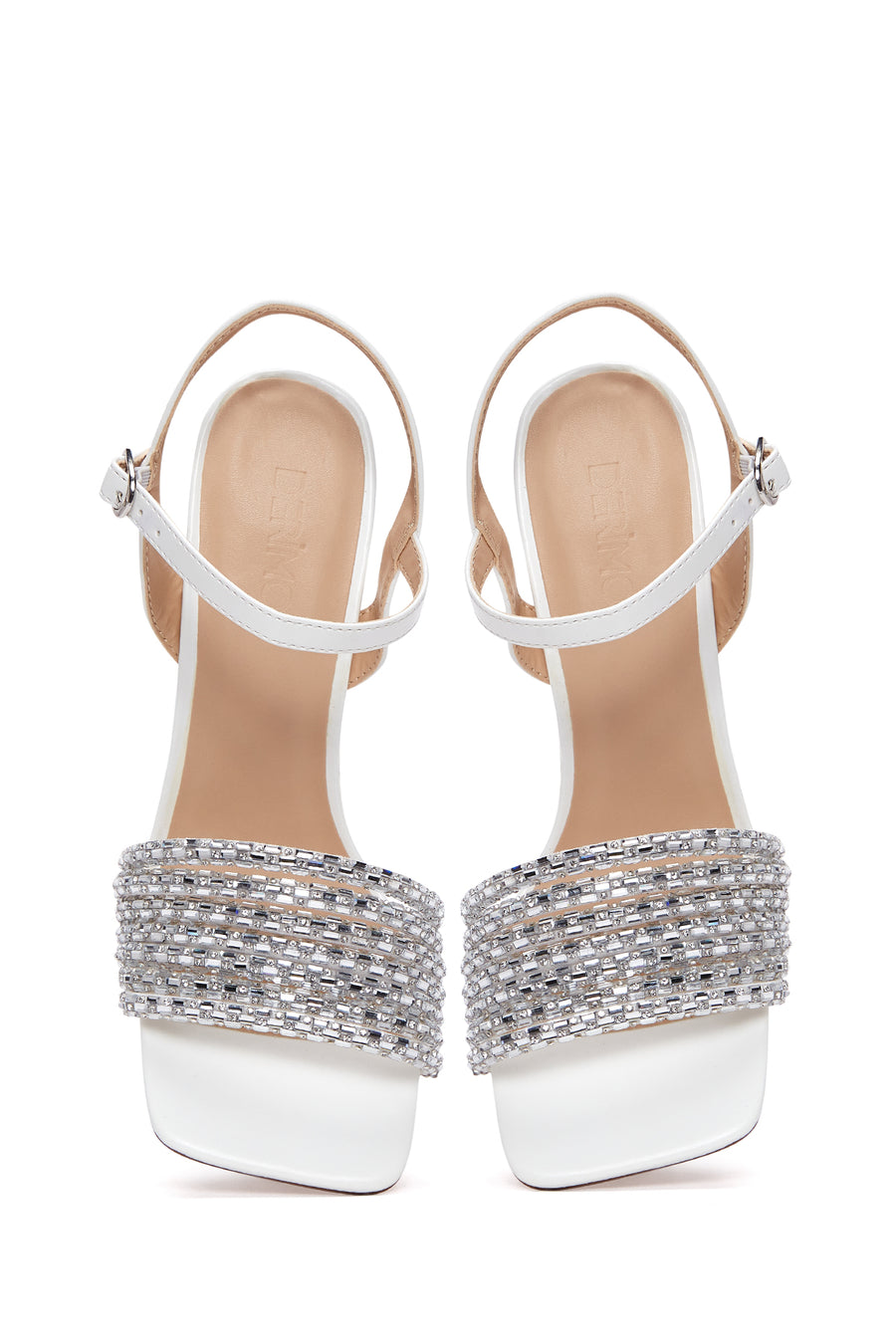 Women's White Stone Heeled Sandals