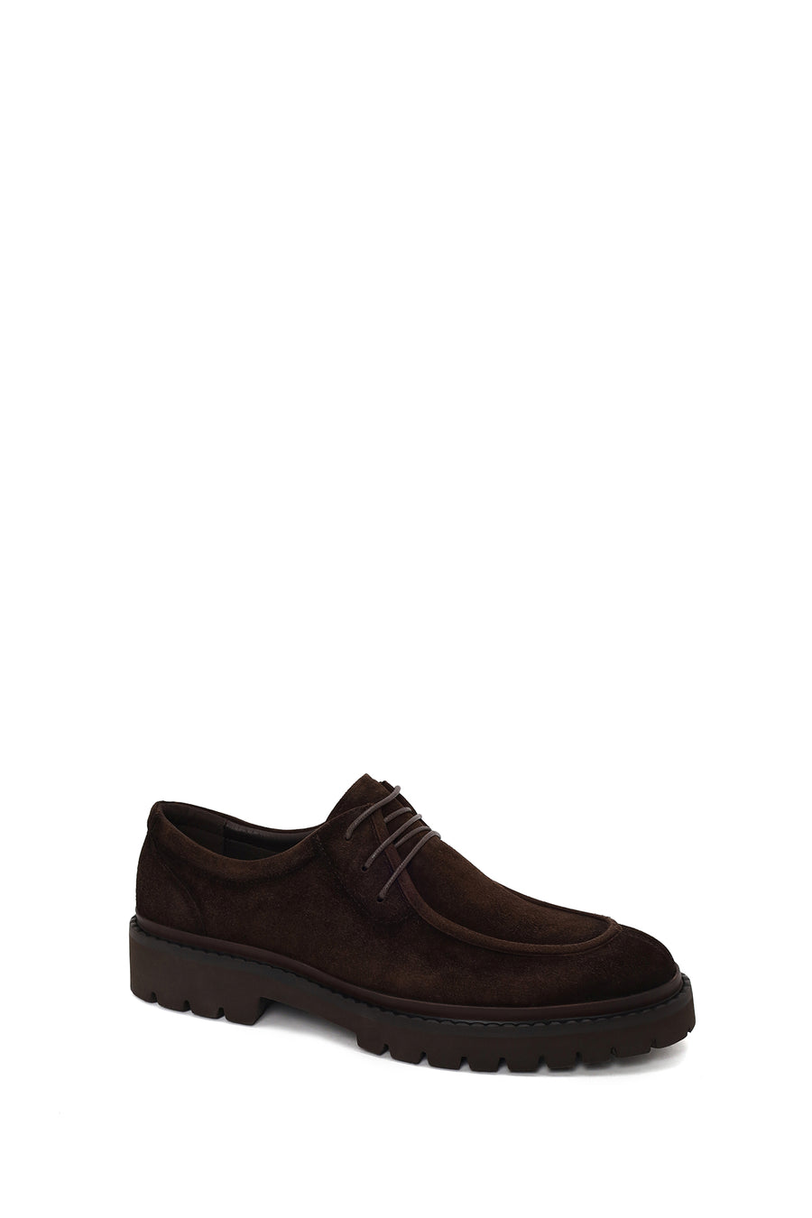 Male Brown Lace-Up Thick-Soled Suede Casual Shoes