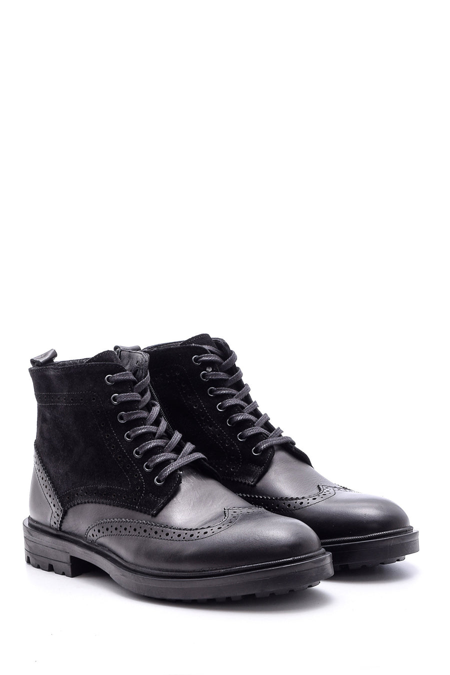 Men's Suede Detailed Leather Boots