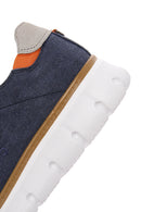 Men's Navy Blue Lace-Up Thick Sole Fabric Sneaker | Derimod
