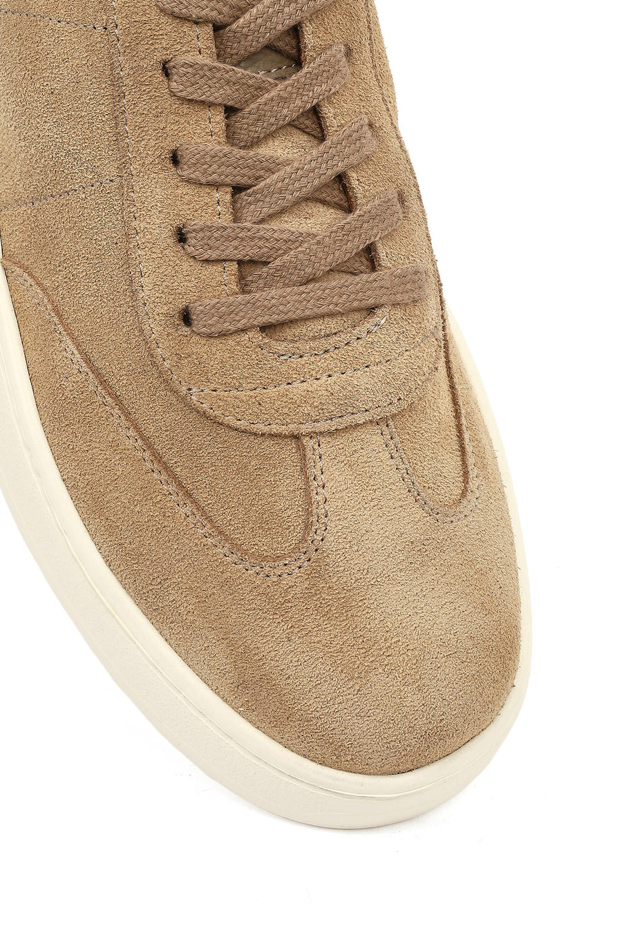 Erkek Bej Bağcıklı Süet Deri Sneaker