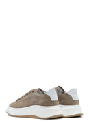 Men's Beige Lace-Up Thick-Soled Nubuck Leather Sneakers | Derimod
