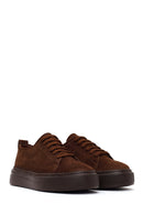 Male Brown Lace-up Thick-soled Nubuck Leather Sneaker | Derimod