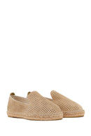 Women's Beige Patterned Suede Leather Espadrilles | Derimod