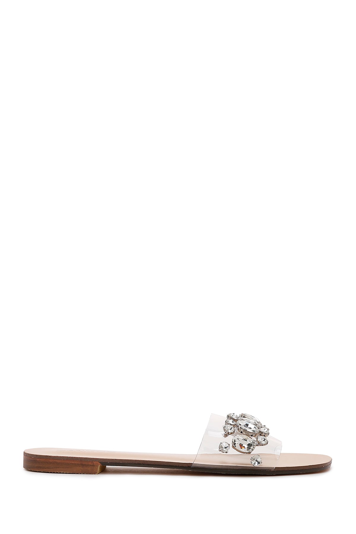 Women's White Transparent Stone Flat Slippers 23SFE4512PV | Derimod