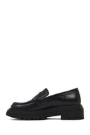 Kadın Siyah Kalın Tabanlı Deri Maskülen Loafer | Derimod